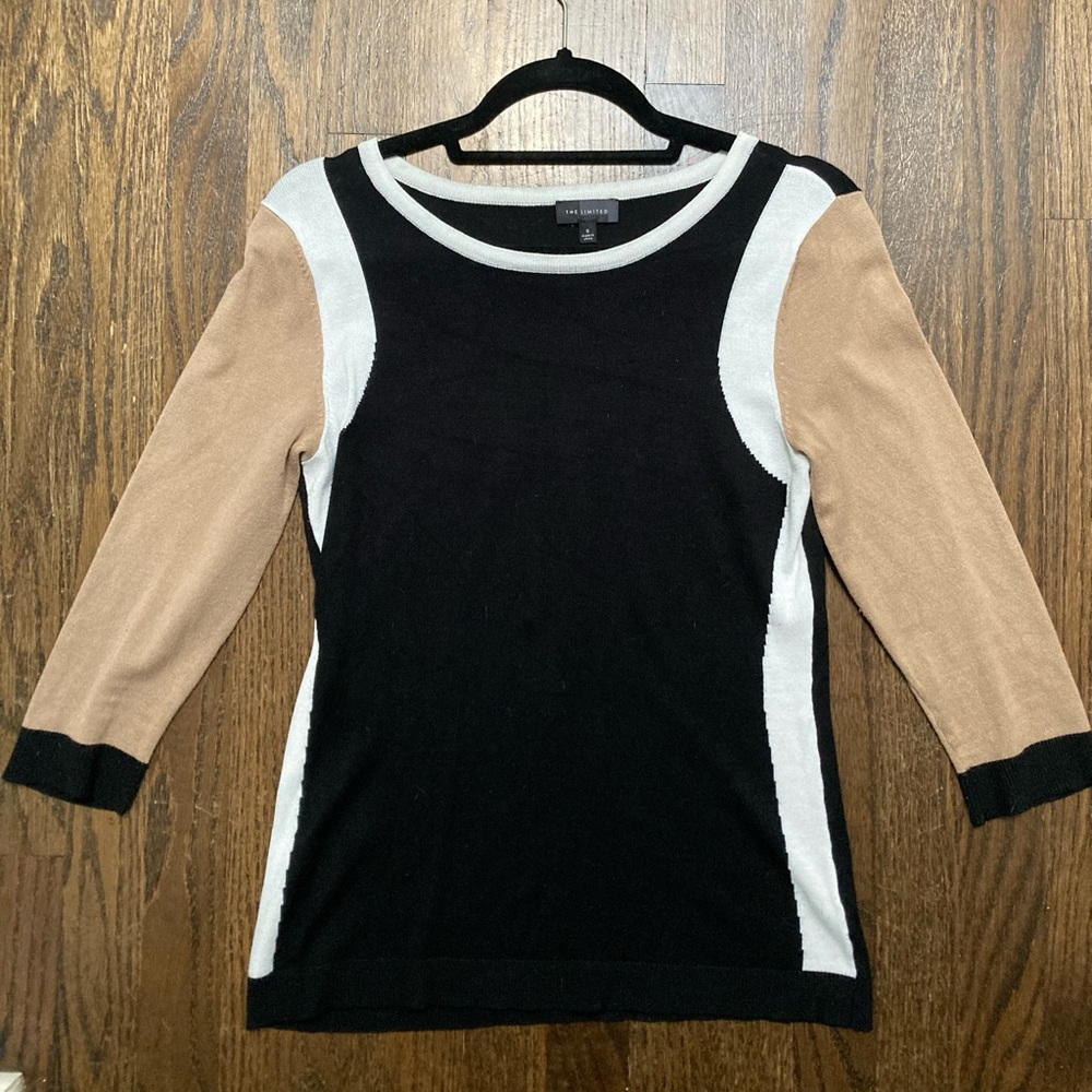 3/4 sleeve color block sweater